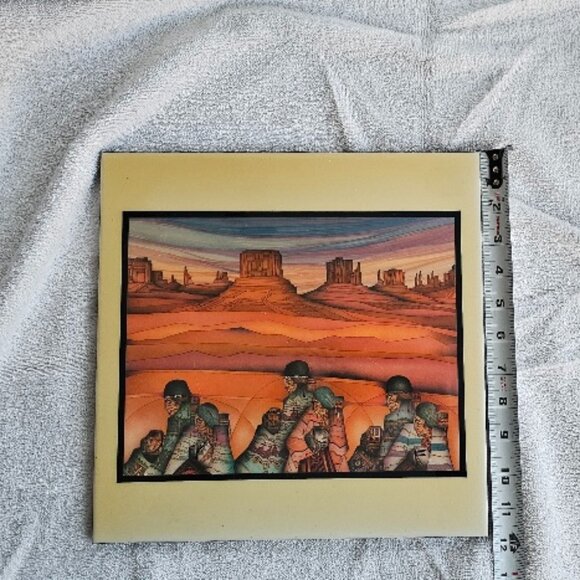Silver Metal Hanging Framed Native American Art El Camposanto by Amado Pena Jr.